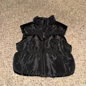Agua Blues Black Satin Puffer Vest Women Size Medium